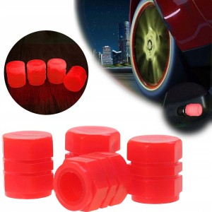 Nakrętki fluorescencyjne na wentyle 4 szt - czerwone